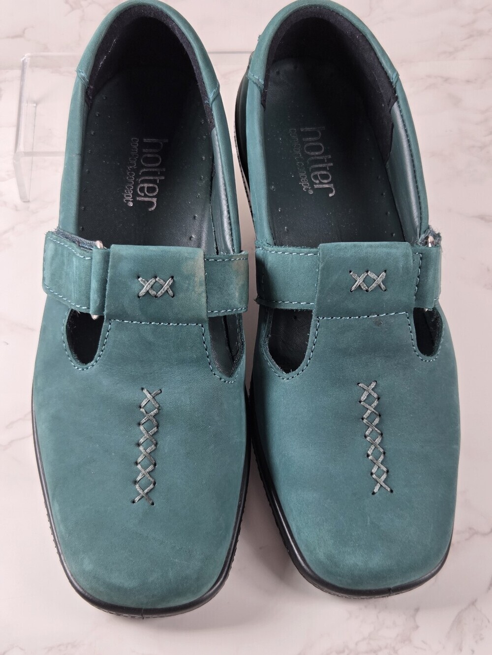 hotter Teal Nubuck Mary Jane Strap Shoes(B27)
